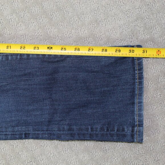 Vintage Guess Denim Jeans Womens Size 27 Boot Leg Low Waist Dark Wash Blue - Picture 5 of 6